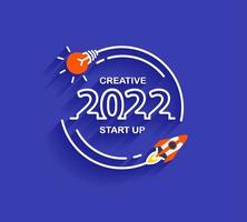 Lancement de fusée d'entreprise de démarrage du nouvel an 2022 avec des idées d'ampoules créatives, modèle de mise en page de conception moderne d'illustration vectorielle vecteur