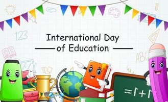 journée internationale de l'éducation le 24 janvier salutation illustration vectorielle vecteur