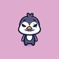 conception de personnage de dessin animé de mascotte de pingouin maléfique vecteur premium