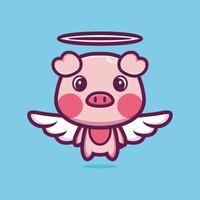 mignon cochon ange dessin animé personnage design vecteur premium