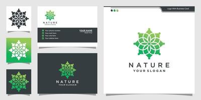 logo nature abstraite et conception de carte de visite vecteur premium