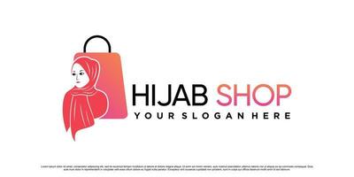 création de logo de magasin de hijab ou de magasin de hijab avec vecteur premium de concept moderne créatif