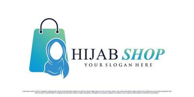création de logo de magasin de hijab ou de magasin de hijab avec vecteur premium de concept moderne créatif