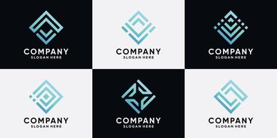 ensemble de conception de logo d'entreprise créative pour les entreprises avec un style d'art en ligne et un concept moderne vecteur