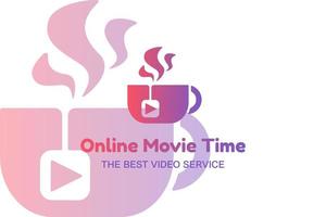 meilleur design web de logo de service de temps de film en ligne vecteur