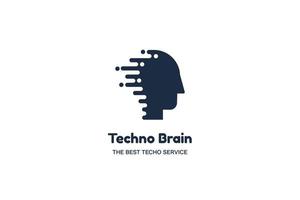 tête humaine et puce techno cerveau logo multimédia vecteur