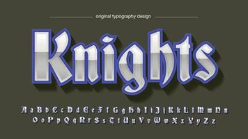 typographie de jeu bleu 3d chrome métallique vecteur