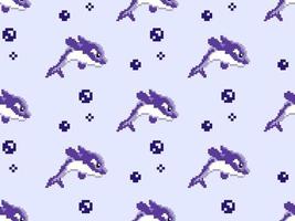 modèle sans couture de personnage de dessin animé de dauphin sur fond violet. style pixel vecteur