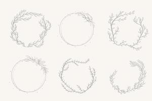 ensemble de bordures vectorielles dessinées à la main florales de mariage. vecteur