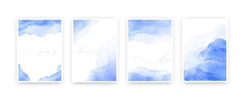 modèle de fond d'affiche bleu aquarelle lavage humide splash 5x7. mer, amour, inscription de calligraphie de rêves. vecteur