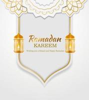 illustration de bannière simple réaliste eid mubarak et ramadan kareem vecteur
