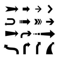 jeu d'icônes de forme de flèche. adapté à l'élément de conception de la carte de direction, de l'infographie et du symbole de navigation. collection d'illustration vectorielle de flèche.