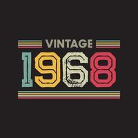 Conception de t-shirt rétro vintage 1968, vecteur, fond noir vecteur