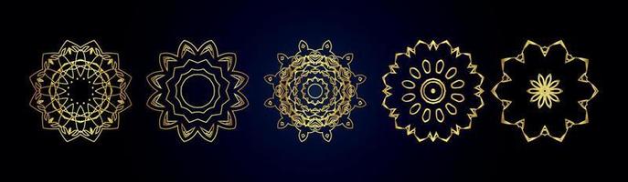 élément de conception de vecteur de mandala. ornements ronds dorés. motif de fleurs décoratives. symbole de chakra floral stylisé pour le logo de méditation yoga. vecteur de médaillon de tissage complexe s'épanouir