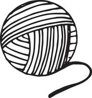 pelote de laine pour tricoter dessinée à la main dans un style doodle. élément unique pour l'icône de conception, l'autocollant, l'affiche, la carte, le tatouage. , scandinave, hygge, monochrome. passe-temps, artisanat maison confortable vecteur