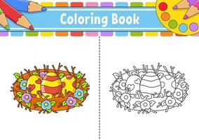 page de coloriage pour les enfants. personnage de dessin animé. illustration vectorielle. thème de Pâques. silhouette de contour noir. isolé sur fond blanc. vecteur
