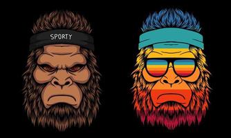 bigfoot cool portant une illustration vectorielle de bandeau vecteur