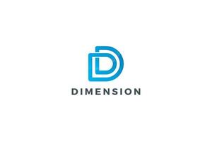 lettre d couleur bleue dimension 3d logo d'entreprise créative vecteur