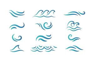 ensemble d'icônes d'onde d'eau ou d'air