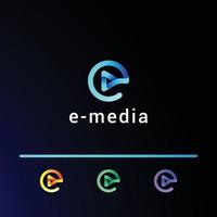 lettre e logo moderne des médias électroniques vecteur