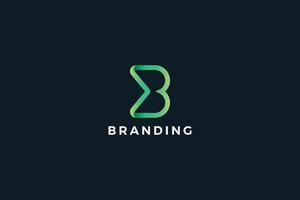 lettre b 3d logo d'entreprise créative de couleur verte vecteur