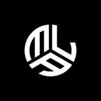 création de logo de lettre printmla sur fond noir. concept de logo de lettre initiales créatives mla. conception de lettre mla. vecteur
