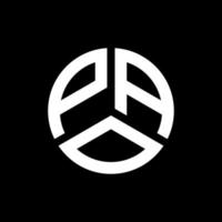 création de logo de lettre pao sur fond noir. concept de logo de lettre initiales créatives pao. conception de lettre pao. vecteur