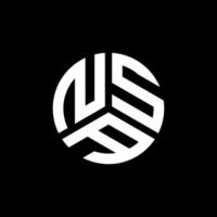 création de logo de lettre nsa sur fond noir. concept de logo de lettre initiales créatives nsa. conception de lettre nsa. vecteur