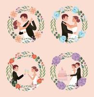 carte de mariage couple vecteur