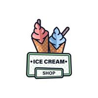 logo vectoriel de magasin de crème glacée vecteur premium