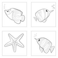 doodle fantaisie poissons nager silhouette résumé fond illustration vectorielle vecteur