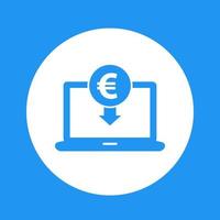 services bancaires par Internet, paiement en icône euro isolé sur blanc vecteur