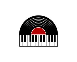 piano de musique avec vinyle noir sur le dessus vecteur