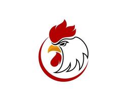 tête de coq dans le logo du cercle vecteur