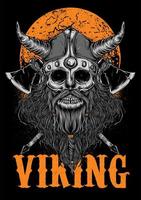 Illustration de zombie viking avec la lune vecteur