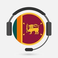 drapeau sri lanka avec un casque. illustration vectorielle. langue cinghalaise. vecteur