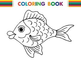 poisson doodle dessiné à la main. animal sous-marin. image de dessin animé drôle enfantin. élément simple avec trait noir épais. illustration vectorielle isolée sur fond blanc. vecteur