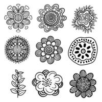 éléments de doodle clipart floral vecteur