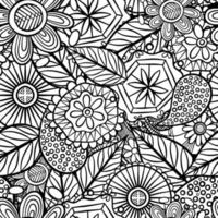 motif de coloriage d'art folklorique floral botanique vecteur