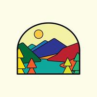 illustration vectorielle simple du parc national des cascades du nord dans un style de ligne mono pour badges, emblèmes, patchs, t-shirts, etc. vecteur