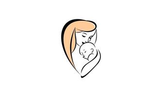 mère avec son bébé, logo de la fête des mères vecteur