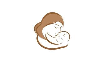 mère avec son bébé, logo de la fête des mères vecteur