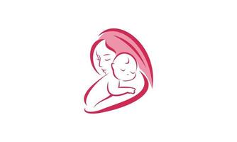 mère avec son bébé, logo de la fête des mères vecteur