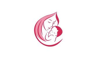 mère avec son bébé, logo de la fête des mères vecteur