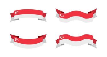 illustration d'un drapeau de singapour avec un style de ruban. ensemble de vecteurs de drapeau de singapour. vecteur