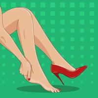 jambes féminines fatiguées sur des talons hauts vecteur