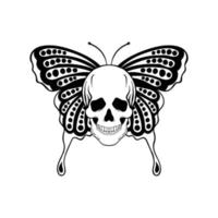 illustration de doodle papillon crâne dessiné à la main pour affiche d'autocollants de tatouage etc. vecteur