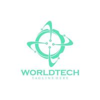 modèle de logo de technologie du monde numérique vecteur