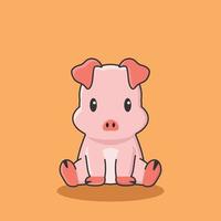 cochon ferme rose dessin animé personnage mignon icône dessin animal de compagnie plat vecteur halal animal porcelet cochon icône art