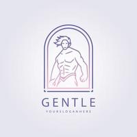 homme doux gym corps objectifs logo vecteur illustration design insigne emblème ligne simple, combattant, armée